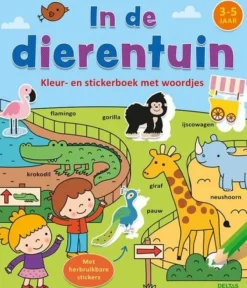 Deltas Boek In De Dierentuin - Kleur- En Stickerboek Met Woordjes (3-5 jaar) New