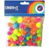 Haza Create-It Pompons Glitter Neon Mix 75 Stuks Clearance