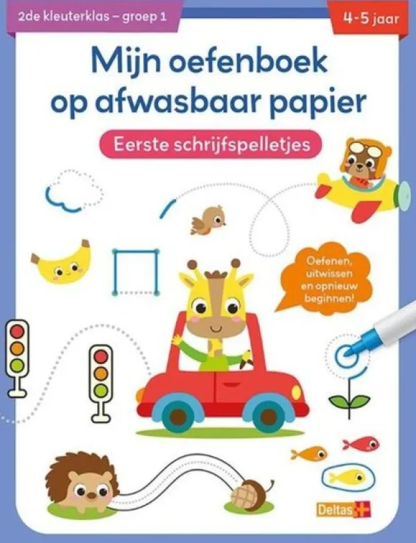 Deltas Mijn Oefenboek Op Afwasbaar Papier Eerste Schrijfspelletjes (4-5 jaar) Hot