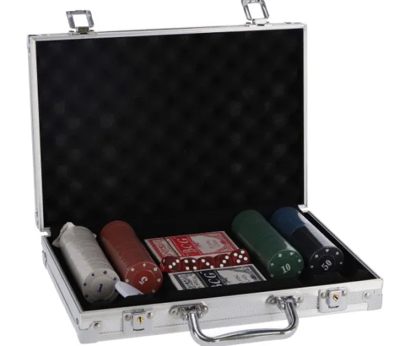 De Grote Speelgoedwinkel Pokerset In Koffer 200 Delig Met 2 Decks Speelkaarten en Fiches New