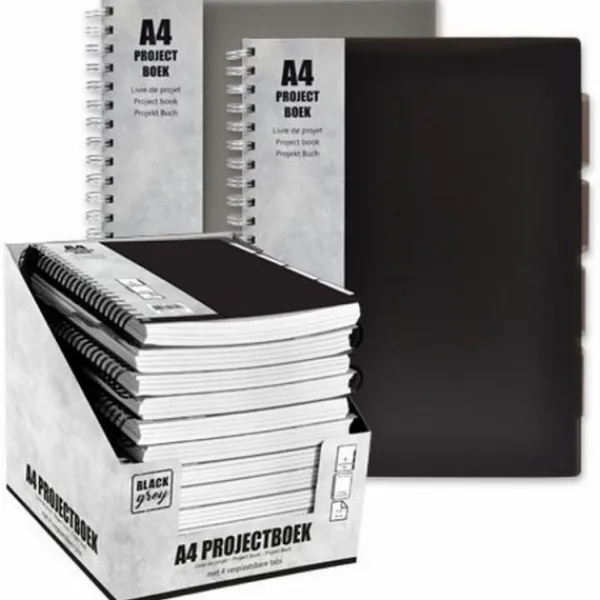 Verhaak Projectboek A4 23 Rings 120 Vel Zwart/Grijs Sale