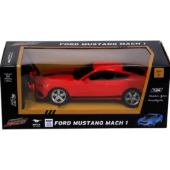 De Grote Speelgoedwinkel Radiografisch Bestuurbare Auto Ford 1:24 Mustang Mach 1 Rood New