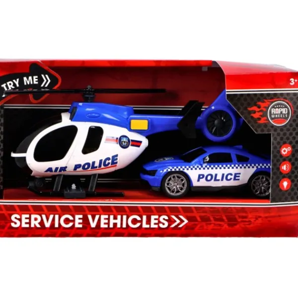 Rapid Wheels Politievoertuigenset Helicopter En Auto Met Licht New