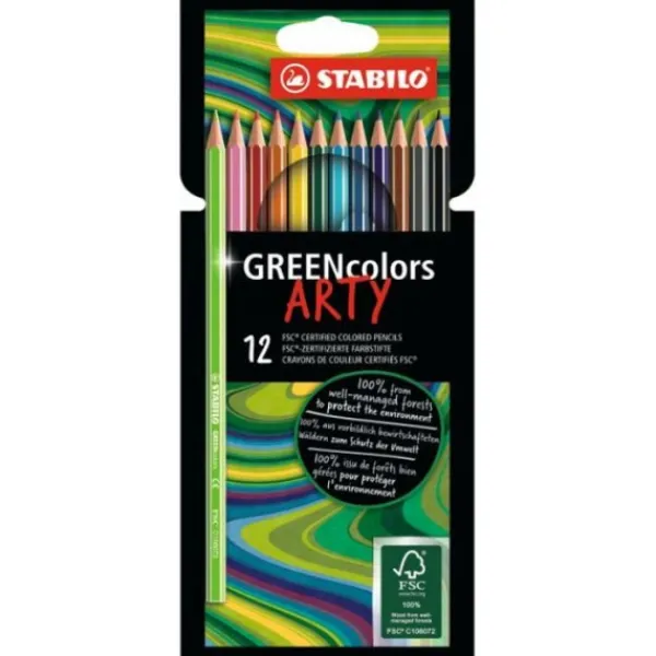 Stabilo greencolors kleurpotloden arty etui 12 stuks Outlet